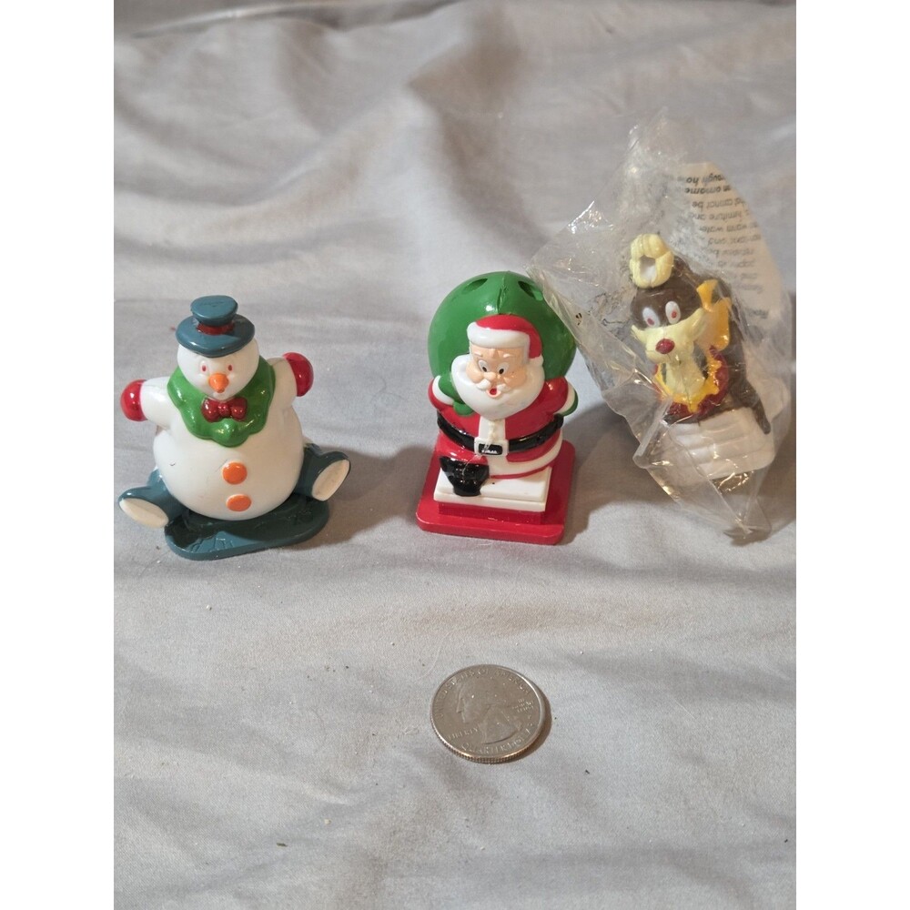 3 1996 Hardee's Christmas Figurines With Rolling Stamp In Base